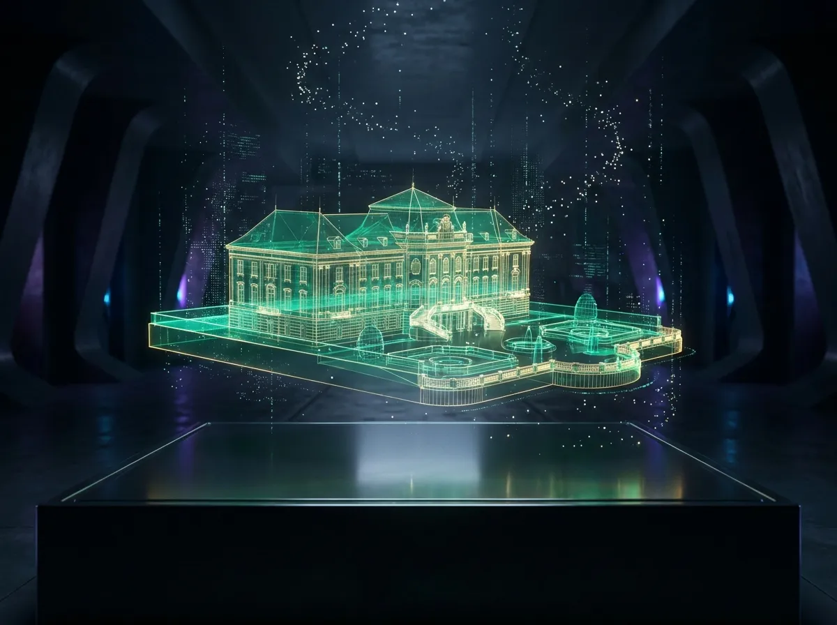 Holografisches 3D-Modell einer Wiener Villa – Metaversum-Konzept